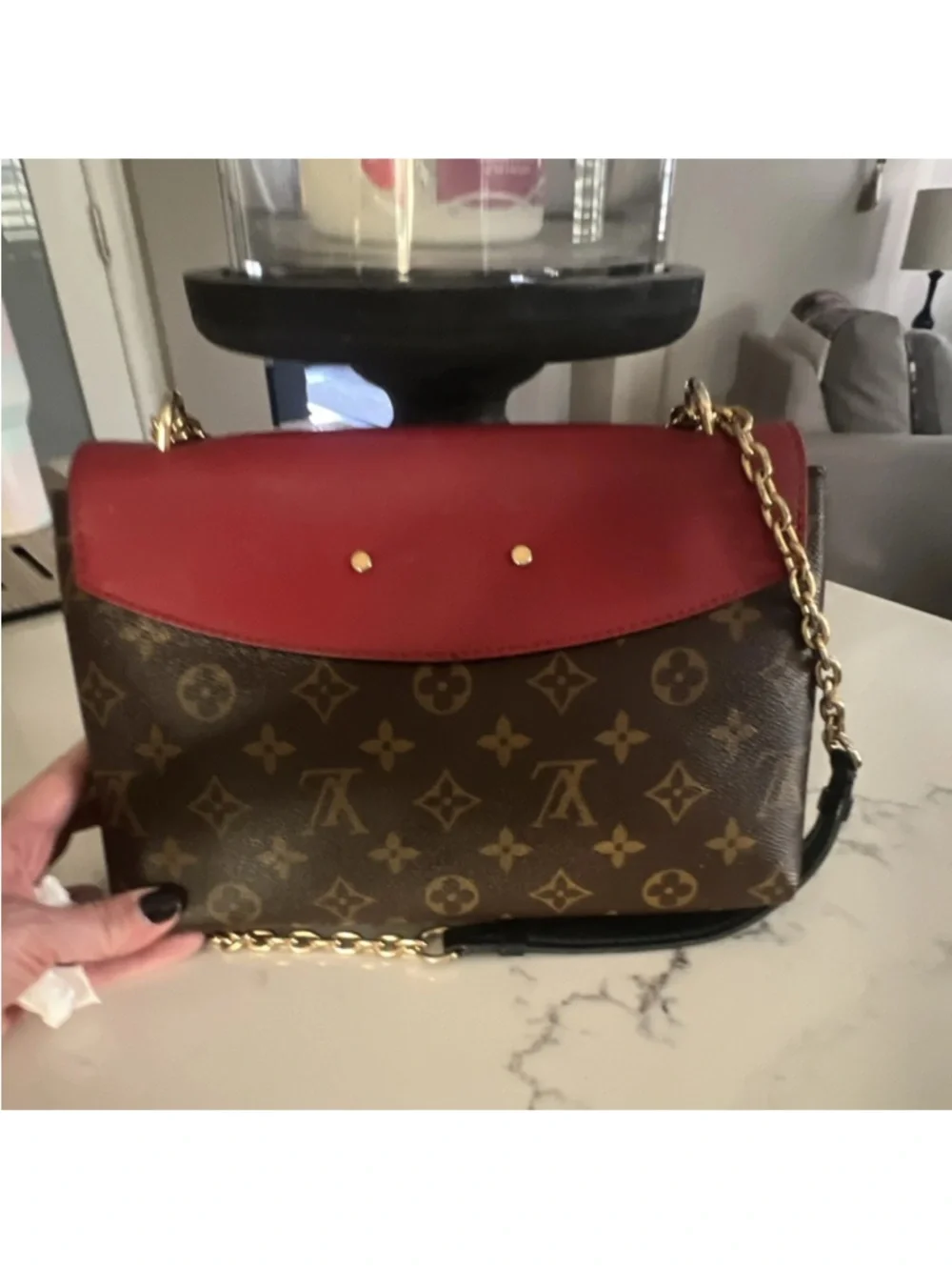 Louis Vuitton Monogram Brown with Red Flap Chain Shoulder Bag - Picture 4 of 5